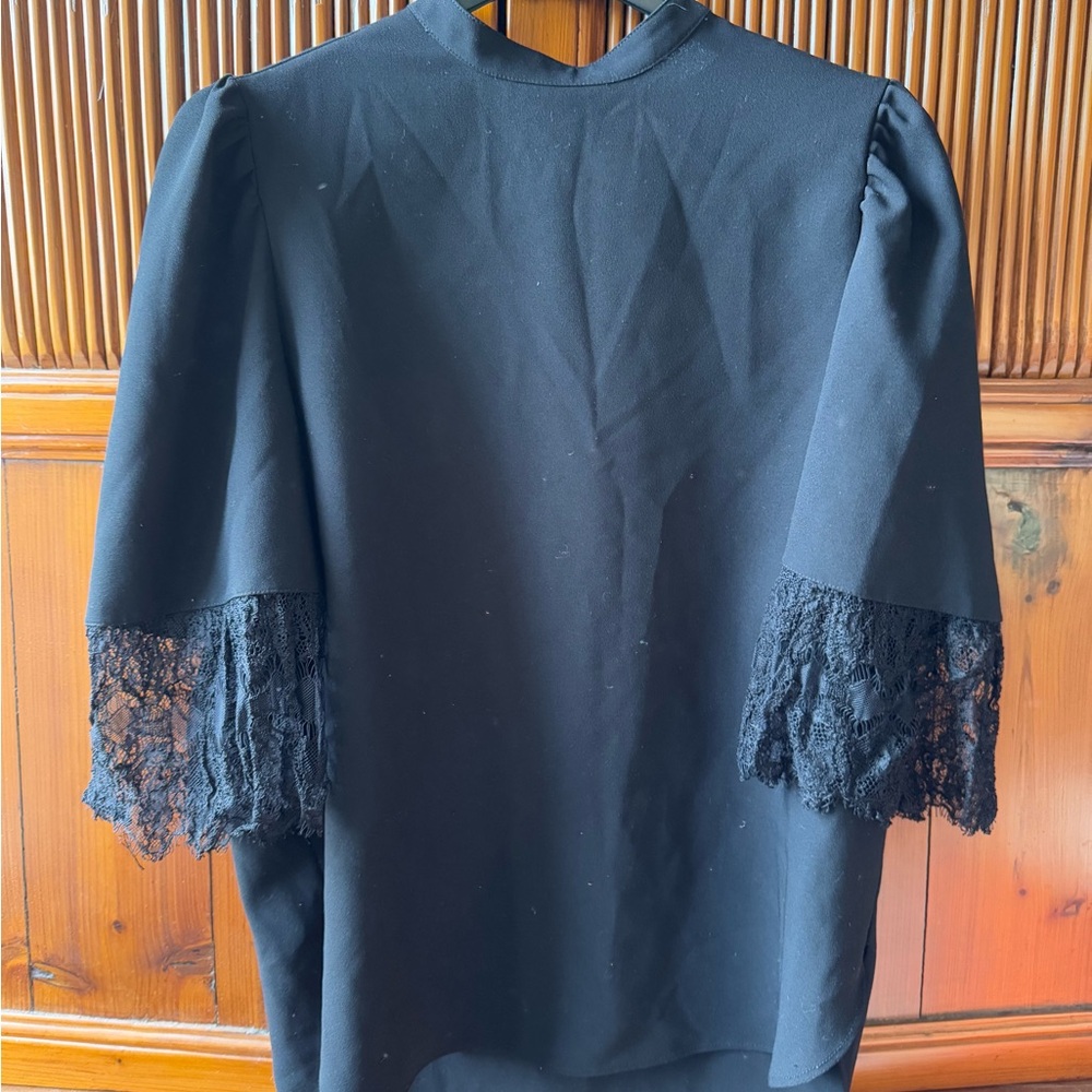 Elegant Black Lace Sleeve Top